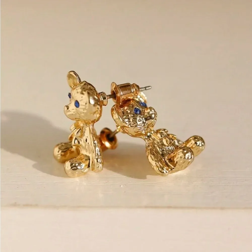 Gold Teddy Bear Earrings A1036